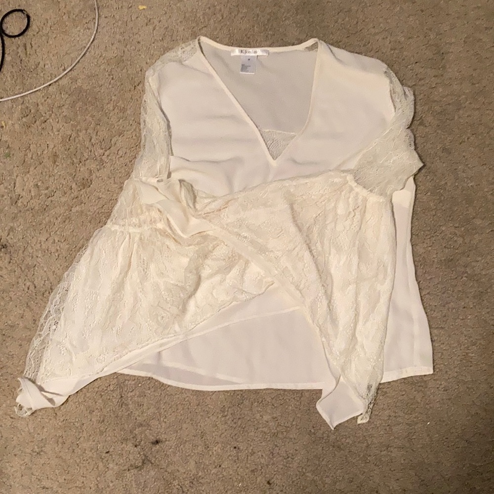 White bell sleeved lace top
